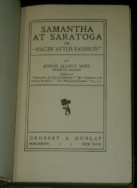 Holley   SAMANTHA AT SARATOGA   1887 G&D Ed.  