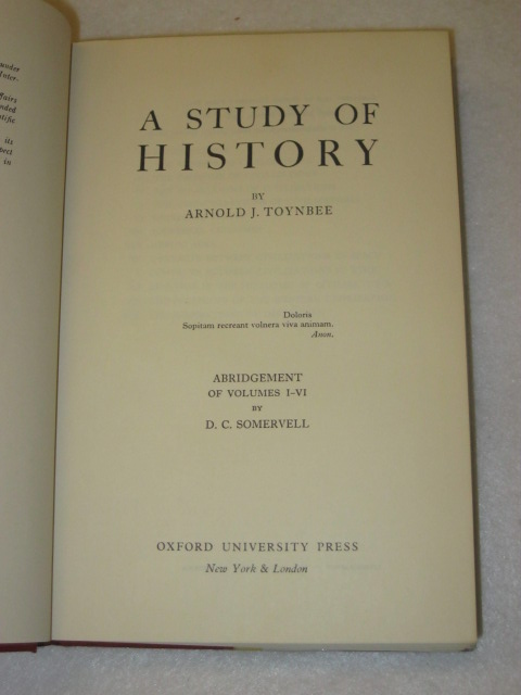 Arnold J. Toynbee   A STUDY OF HISTORY   Abridgement by Somervell 2vol 