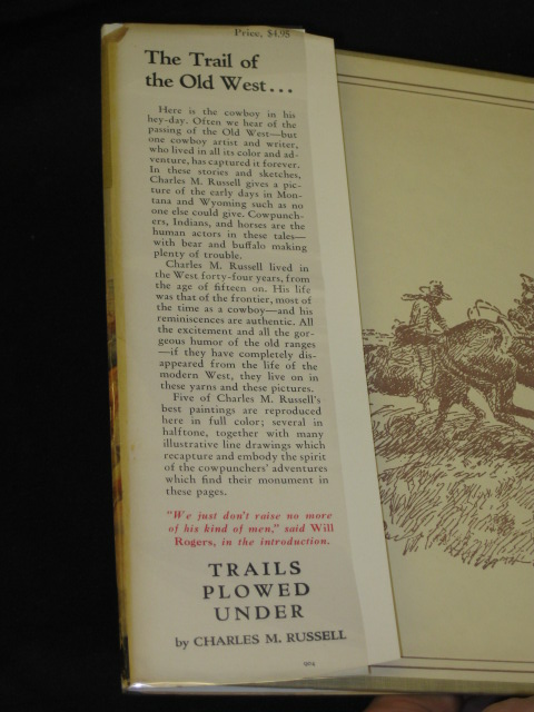 Charles M. Russell TRAILS PLOWED UNDER 1953 HC/DJ Tales  